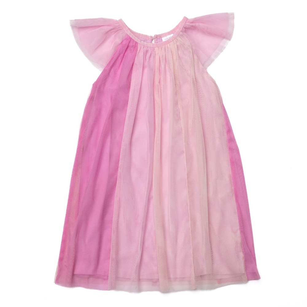 Hanna Andersson Flutter Sleeve Tulle Paneled Dress US Sz 5 Pink Gradient Dreamy - Picture 1 of 8